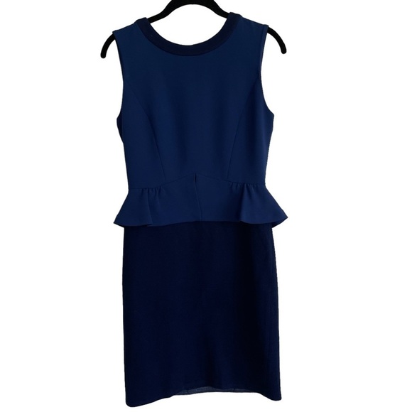 Sandro Blue Wool Blend Peplum Pencil Dress, Size S (1) - Picture 2 of 10